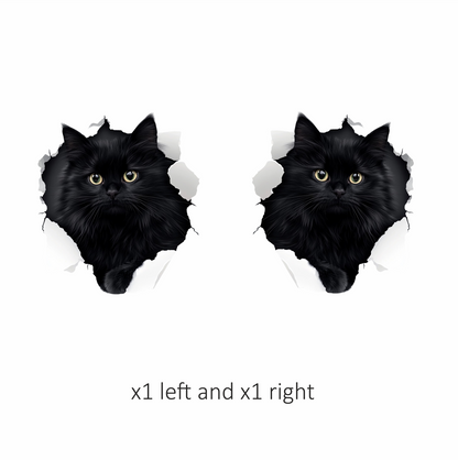 Black Longhair Cat With Yellow Eyes Vinyl Sticker Decal