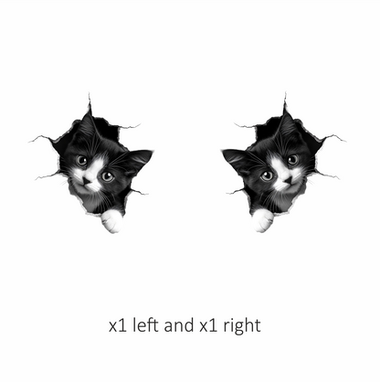 Black White Kitten With Round Eyes Vinyl Sticker Decal