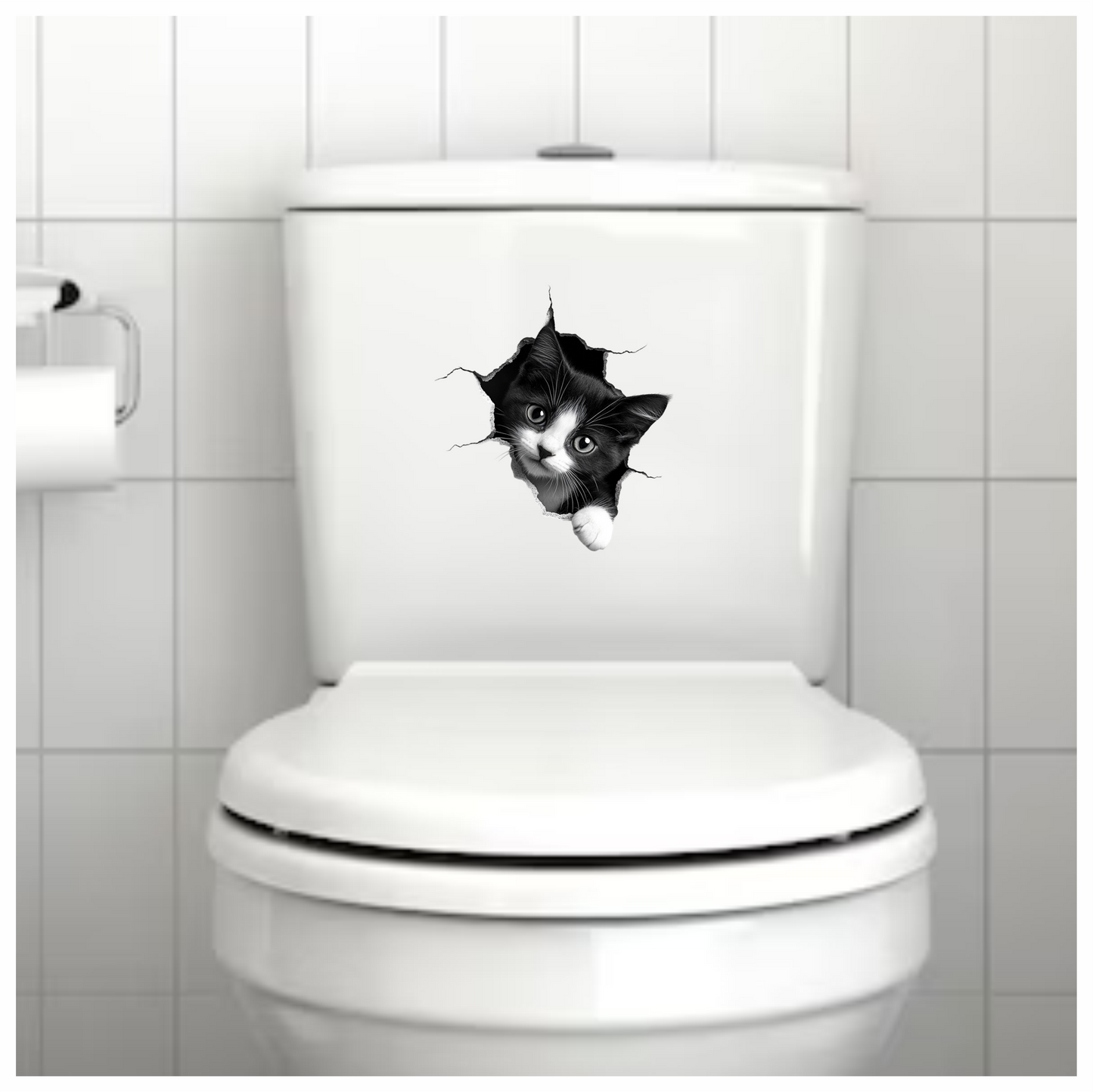Black White Kitten With Round Eyes Vinyl Sticker Decal
