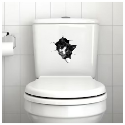 Black White Kitten With Round Eyes Vinyl Sticker Decal