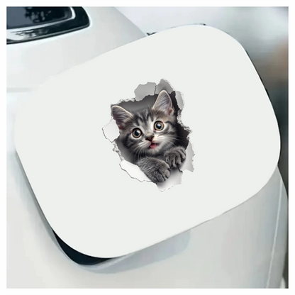 Grey Tabby Kitten With Green Eyes Vinyl Sticker Decal