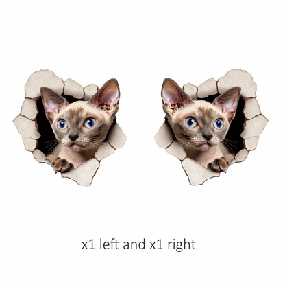 Cream Devon Rex Cat With Blue Eyes Vinyl Sticker Decal