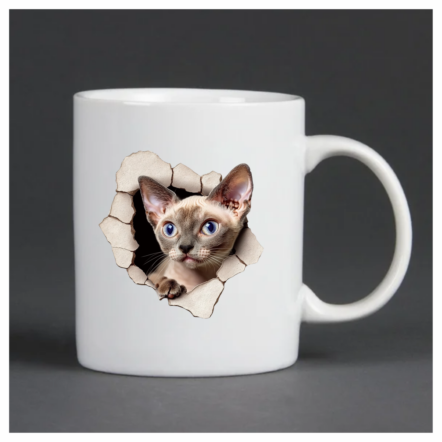 Cream Devon Rex Cat With Blue Eyes Vinyl Sticker Decal
