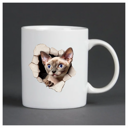 Cream Devon Rex Cat With Blue Eyes Vinyl Sticker Decal