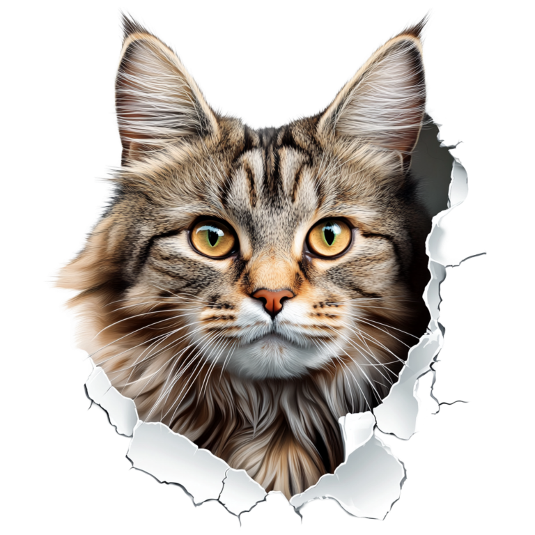 Brown Maine Coon Cat With Green Eyes Vinyl Sticker Decal