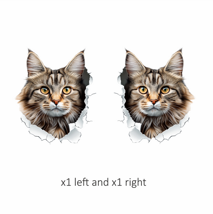 Brown Maine Coon Cat With Green Eyes Vinyl Sticker Decal
