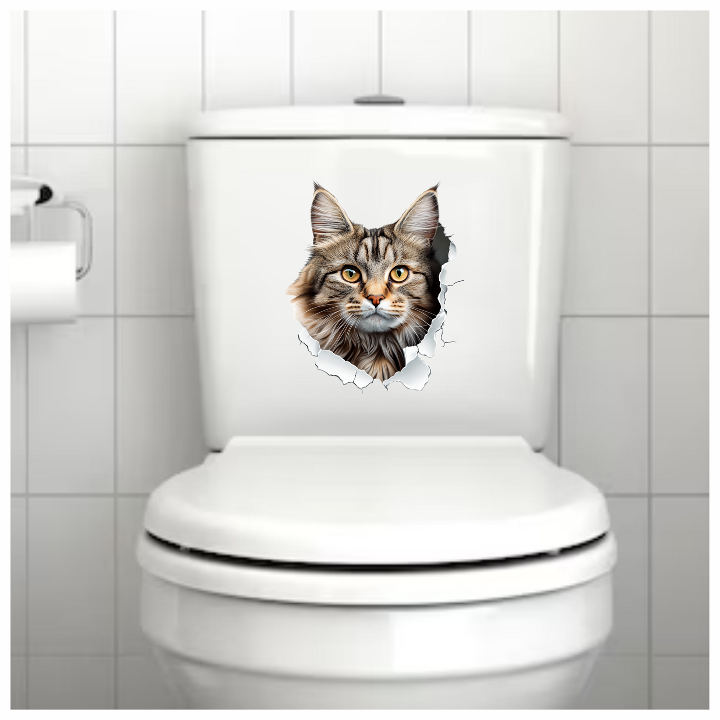 Brown Maine Coon Cat With Green Eyes Vinyl Sticker Decal