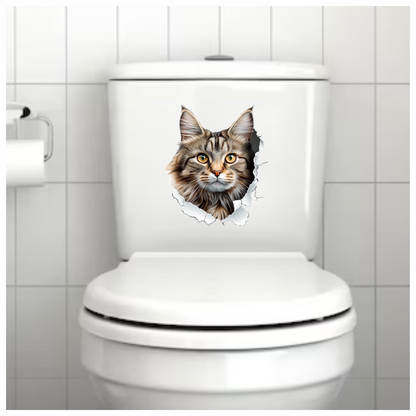 Brown Maine Coon Cat With Green Eyes Vinyl Sticker Decal