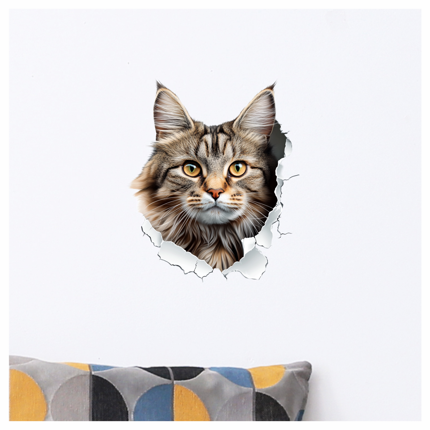 Brown Maine Coon Cat With Green Eyes Vinyl Sticker Decal