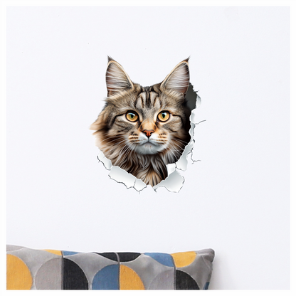 Brown Maine Coon Cat With Green Eyes Vinyl Sticker Decal