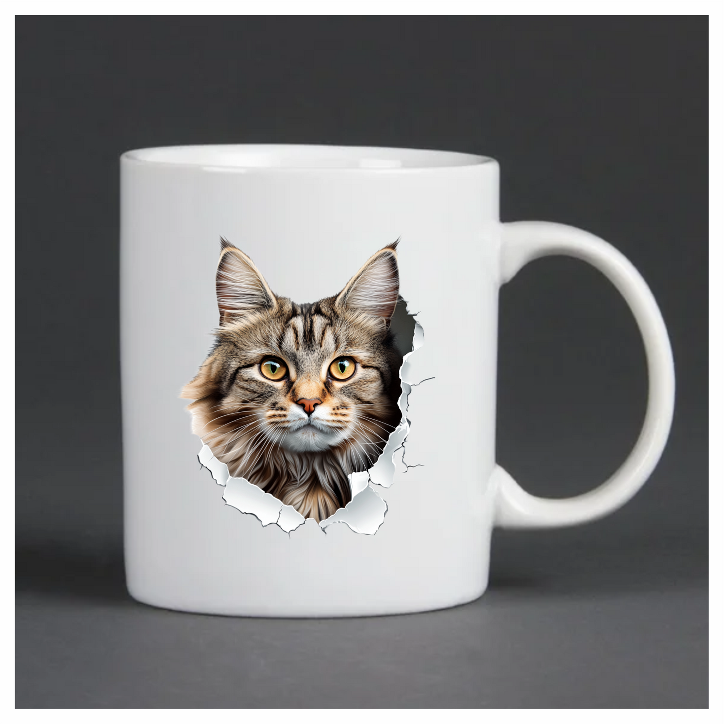 Brown Maine Coon Cat With Green Eyes Vinyl Sticker Decal