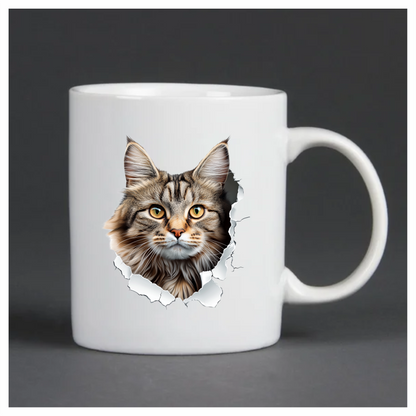 Brown Maine Coon Cat With Green Eyes Vinyl Sticker Decal