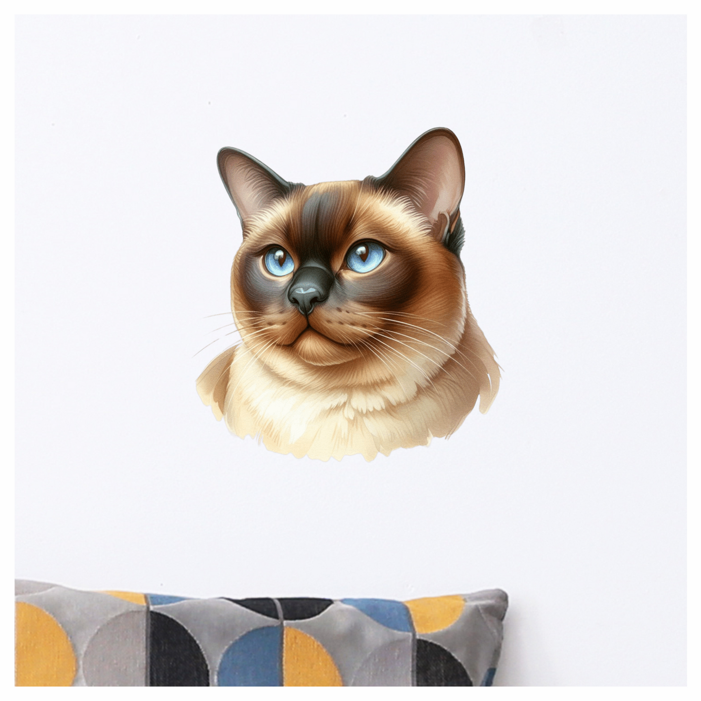 Brown Siamese Cat With Blue Eyes Vinyl Sticker Decal