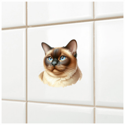 Brown Siamese Cat With Blue Eyes Vinyl Sticker Decal