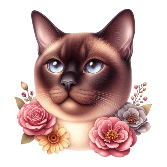 Brown Siamese Cat With Blue Eyes Vinyl Sticker Decal