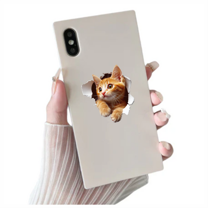 Orange Tabby Kitten With Amber Eyes Vinyl Sticker Decal