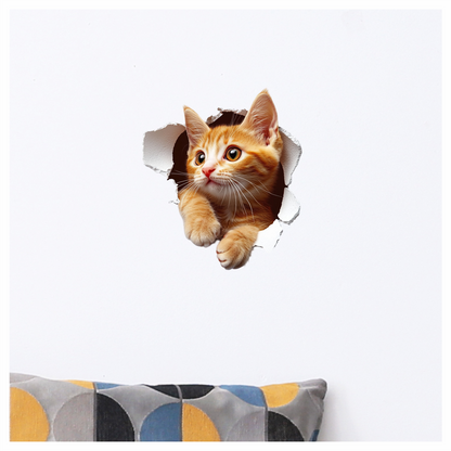 Orange Tabby Kitten With Amber Eyes Vinyl Sticker Decal