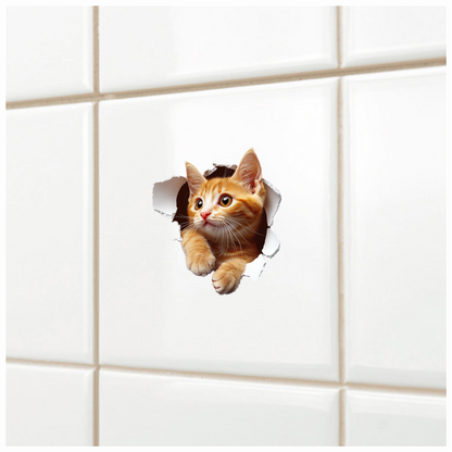 Orange Tabby Kitten With Amber Eyes Vinyl Sticker Decal