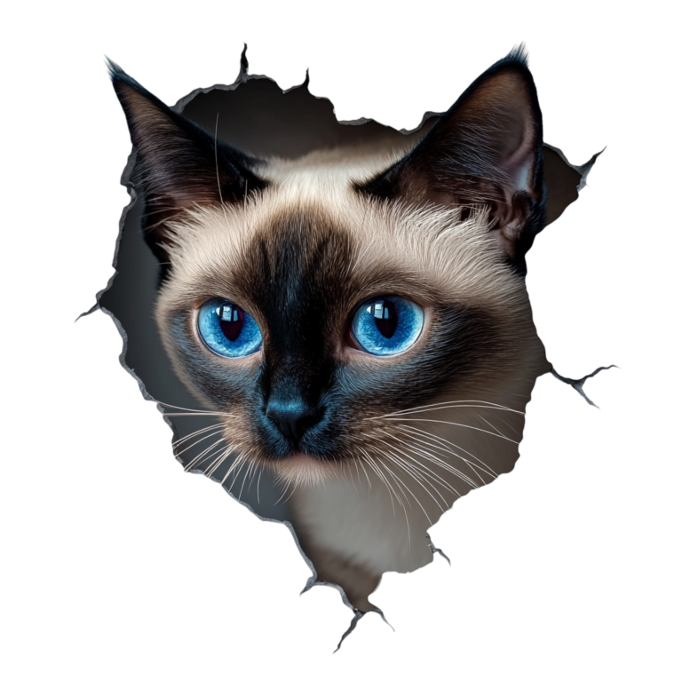 Brown Siamese Cat With Blue Eyes Vinyl Sticker Decal
