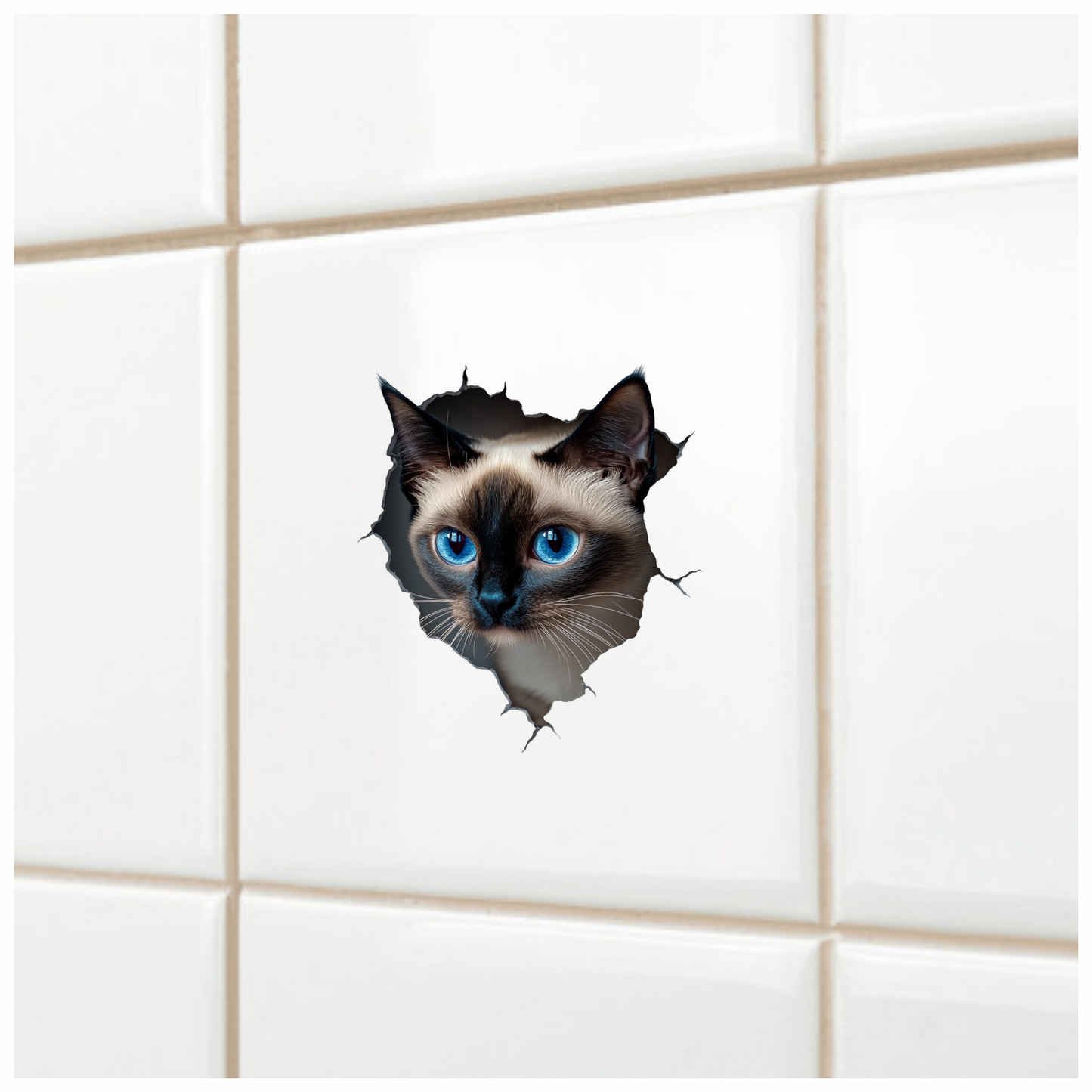 Brown Siamese Cat With Blue Eyes Vinyl Sticker Decal
