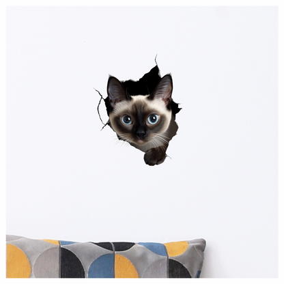 Brown Siamese Cat With Blue Eyes Vinyl Sticker Decal