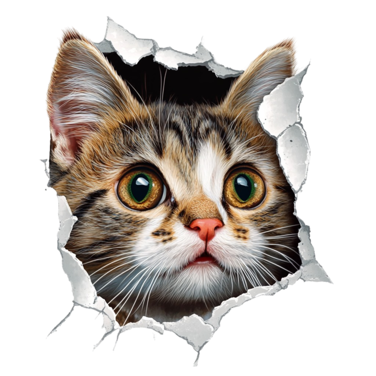 Brown Tabby Kitten With Green Eyes Vinyl Sticker Decal