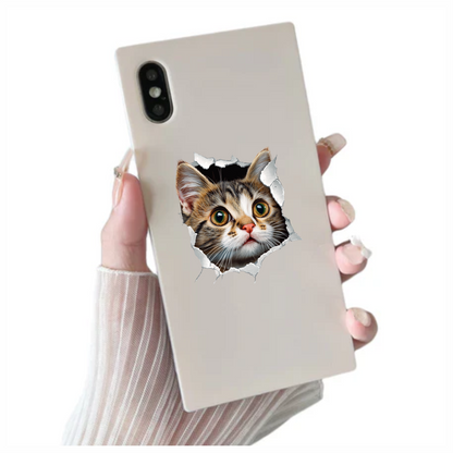 Brown Tabby Kitten With Green Eyes Vinyl Sticker Decal