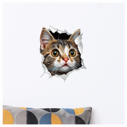 Brown Tabby Kitten With Green Eyes Vinyl Sticker Decal