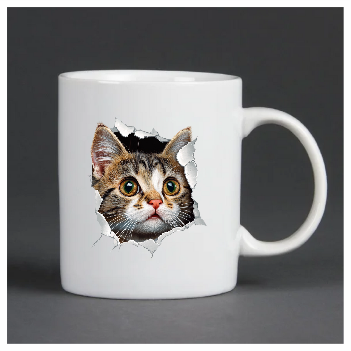 Brown Tabby Kitten With Green Eyes Vinyl Sticker Decal