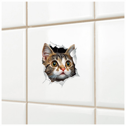 Brown Tabby Kitten With Green Eyes Vinyl Sticker Decal