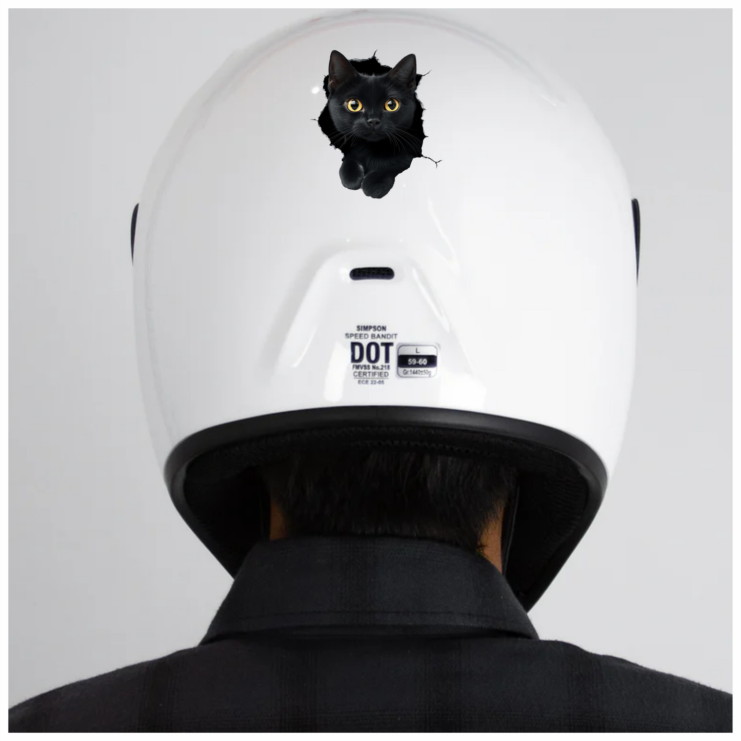 Black Cat With Bright Yellow Eyes Vinyl Sticker Decal