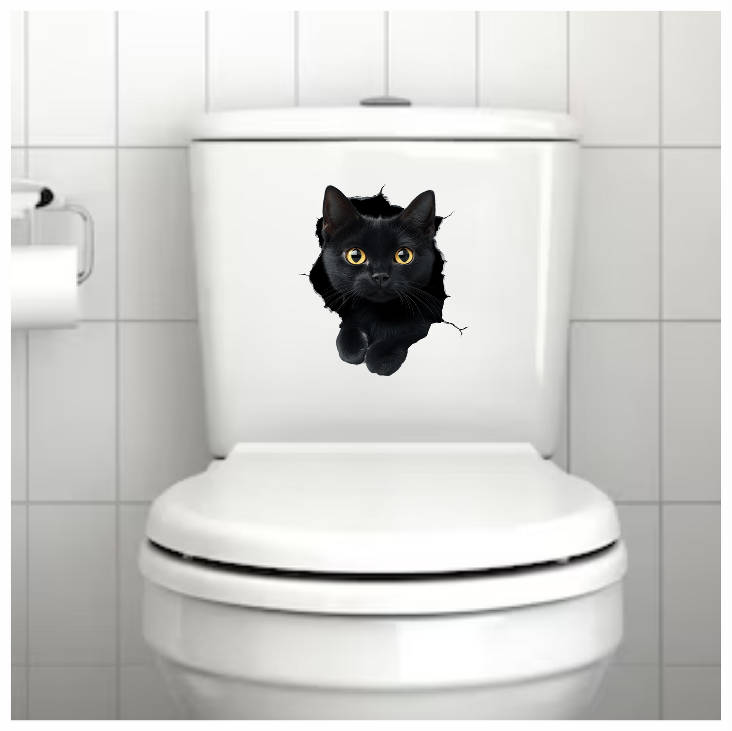 Black Cat With Bright Yellow Eyes Vinyl Sticker Decal