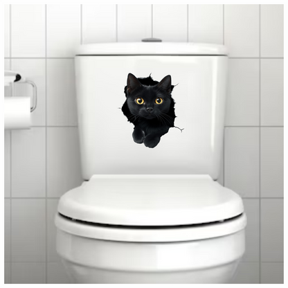 Black Cat With Bright Yellow Eyes Vinyl Sticker Decal