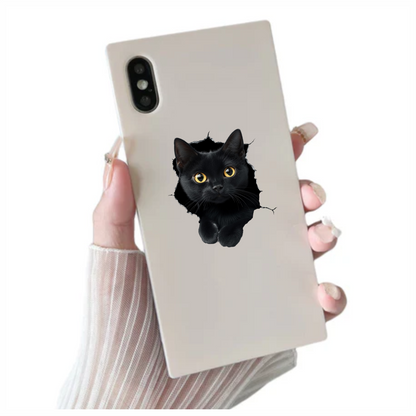 Black Cat With Bright Yellow Eyes Vinyl Sticker Decal