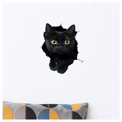 Black Cat With Bright Yellow Eyes Vinyl Sticker Decal