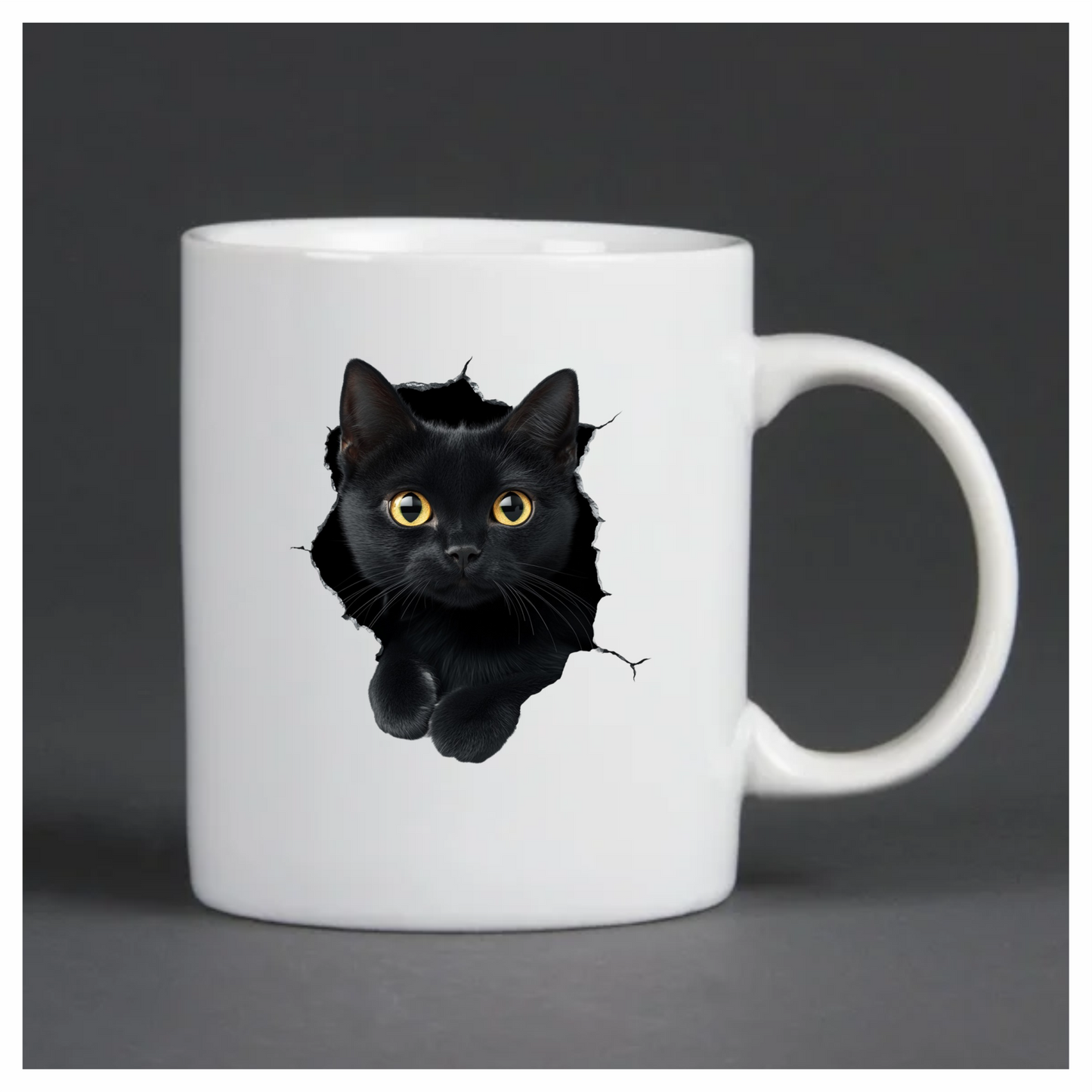 Black Cat With Bright Yellow Eyes Vinyl Sticker Decal
