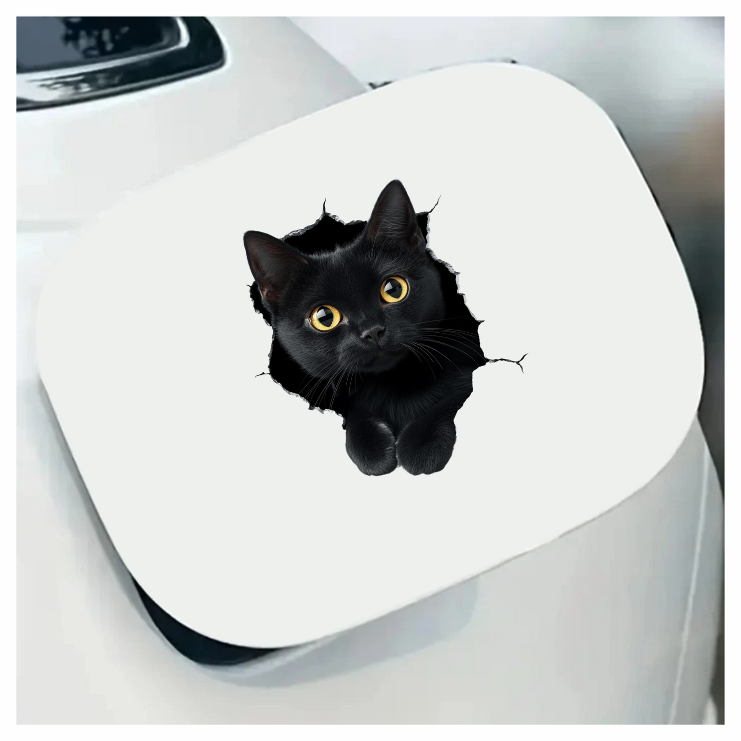 Black Cat With Bright Yellow Eyes Vinyl Sticker Decal