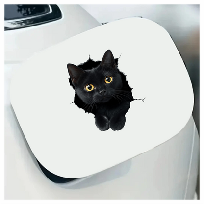 Black Cat With Bright Yellow Eyes Vinyl Sticker Decal