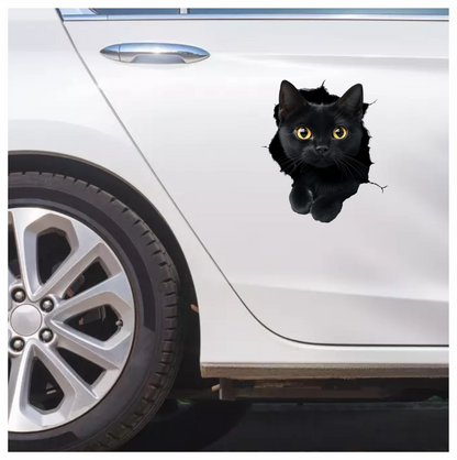 Black Cat With Bright Yellow Eyes Vinyl Sticker Decal