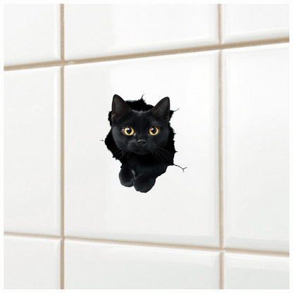 Black Cat With Bright Yellow Eyes Vinyl Sticker Decal