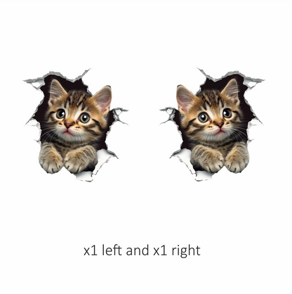 Brown Tabby Kitten With Green Eyes Vinyl Sticker Decal