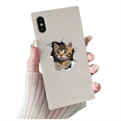 Brown Tabby Kitten With Green Eyes Vinyl Sticker Decal