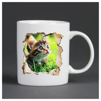 Brown Kitten Sitting On Green Grass Vinyl Sticker Decal