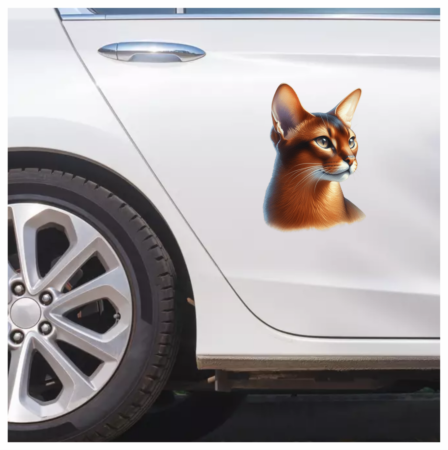 Brown Abyssinian Cat With Yellow Eyes Vinyl Sticker Decal