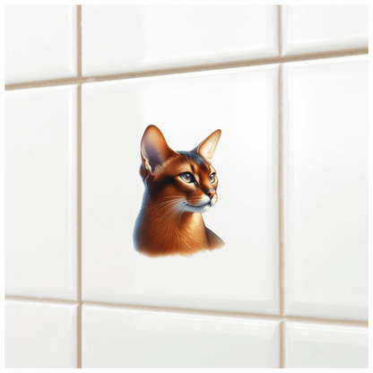 Brown Abyssinian Cat With Yellow Eyes Vinyl Sticker Decal