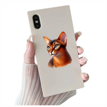 Brown Abyssinian Cat With Blue Eyes Vinyl Sticker Decal