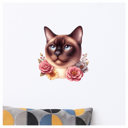 Brown Siamese Cat With Blue Eyes Vinyl Sticker Decal