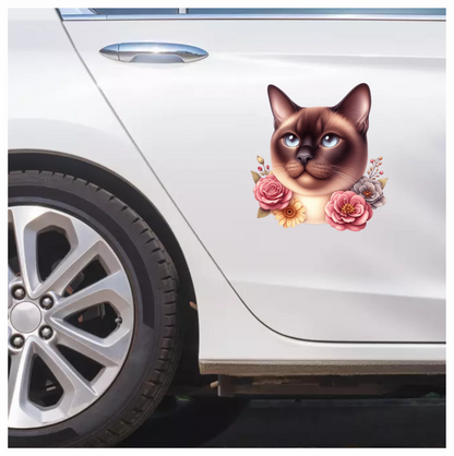 Brown Siamese Cat With Blue Eyes Vinyl Sticker Decal