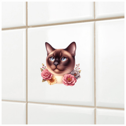 Brown Siamese Cat With Blue Eyes Vinyl Sticker Decal