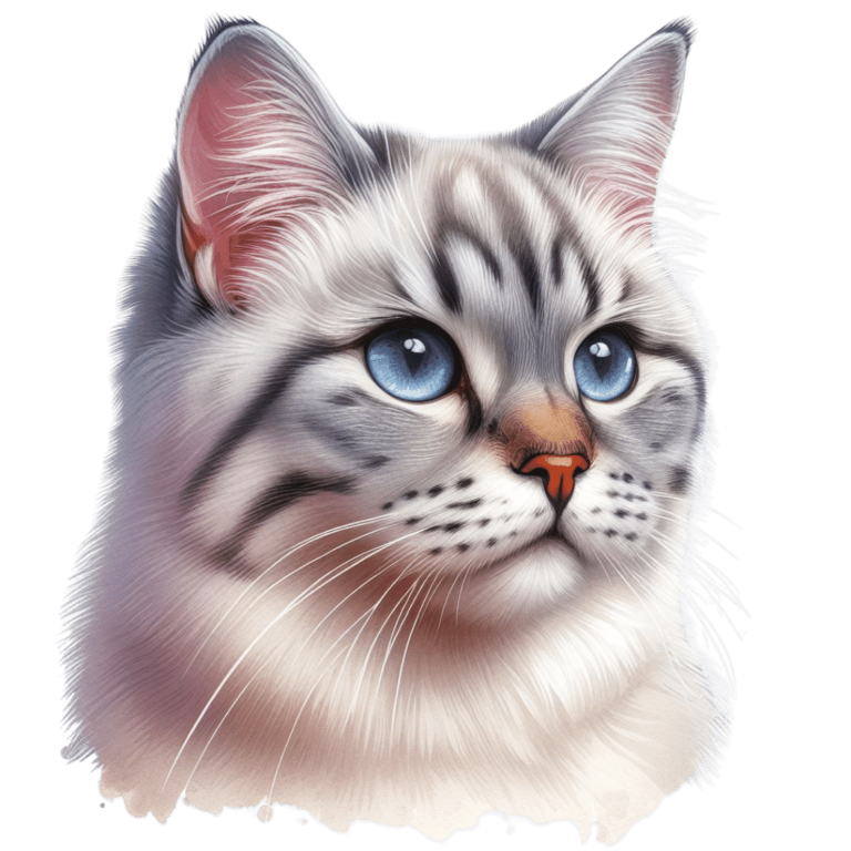 White Tabby Cat With Blue Eyes Vinyl Sticker Decal